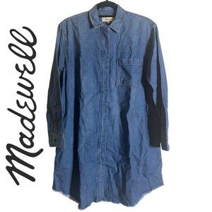 Madewell Denim Chambray Raw Hem Shift Dress